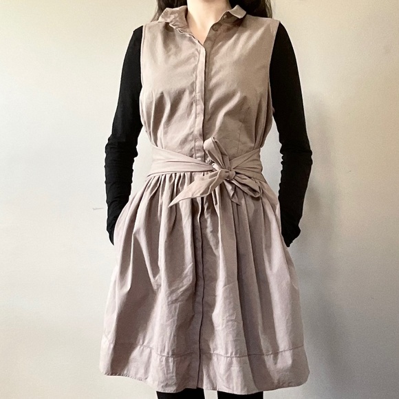 Elizabeth Klein beyond vintage Anthropologie beige tie waist dress - Picture 4 of 5